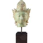 Vintage Indonesian Bronze Vishnu Head Sculpture 12" | Serene Divine Expression | Preserver Protector Hindu Art | Intricate Details | Aged Finish | Cultural Heritage Decor